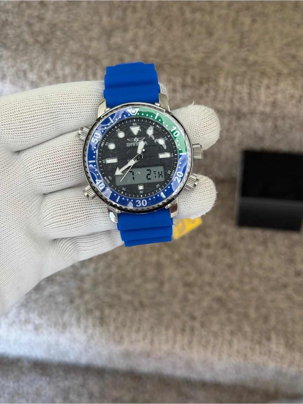Invicta Blue and Green Dual-Display Sport Watch Mens